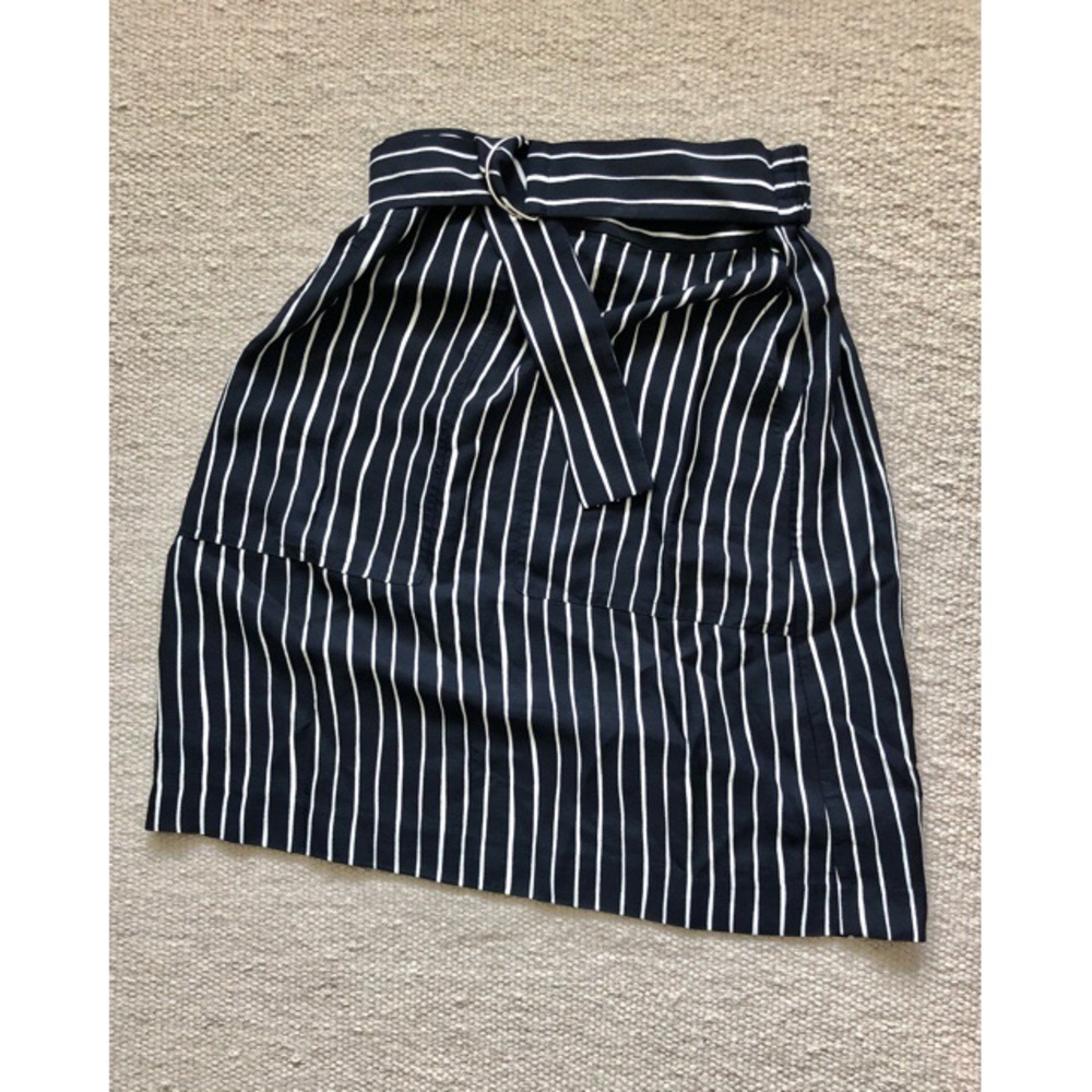 Club Monaco Blue Striped Midi Skirt